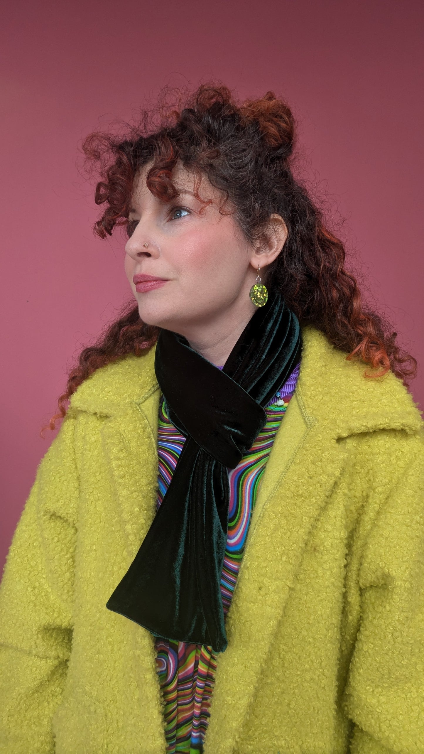 Plain Velvet Scarf in Bottle Green