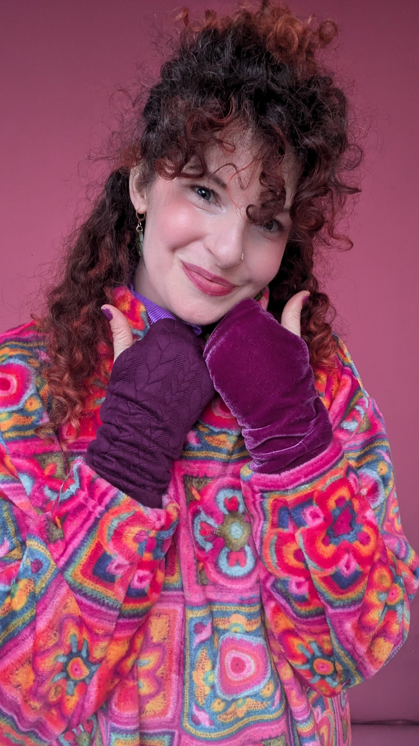 Reversible Hand Warmers in Purple Plum