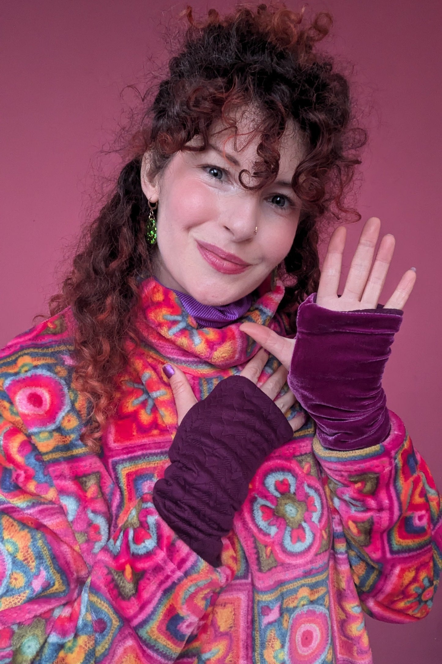 Reversible Hand Warmers in Purple Plum