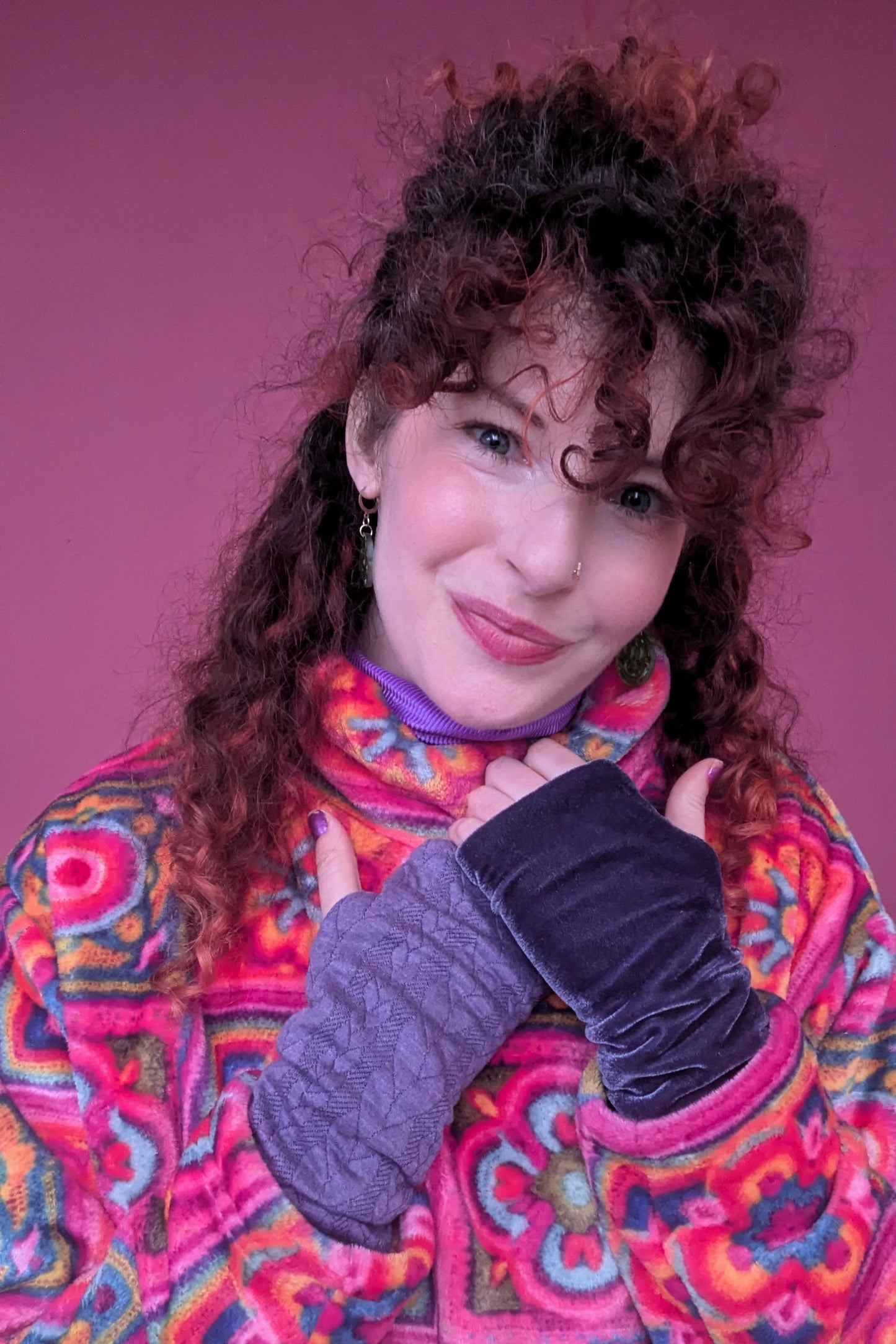 Reversible Hand Warmers in Lilac Lavender Grey