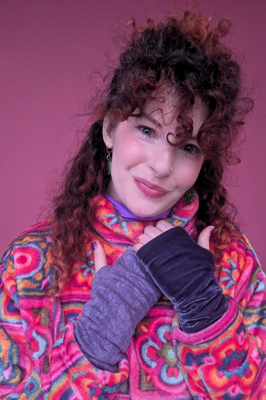 Reversible Hand Warmers in Lilac Lavender Grey