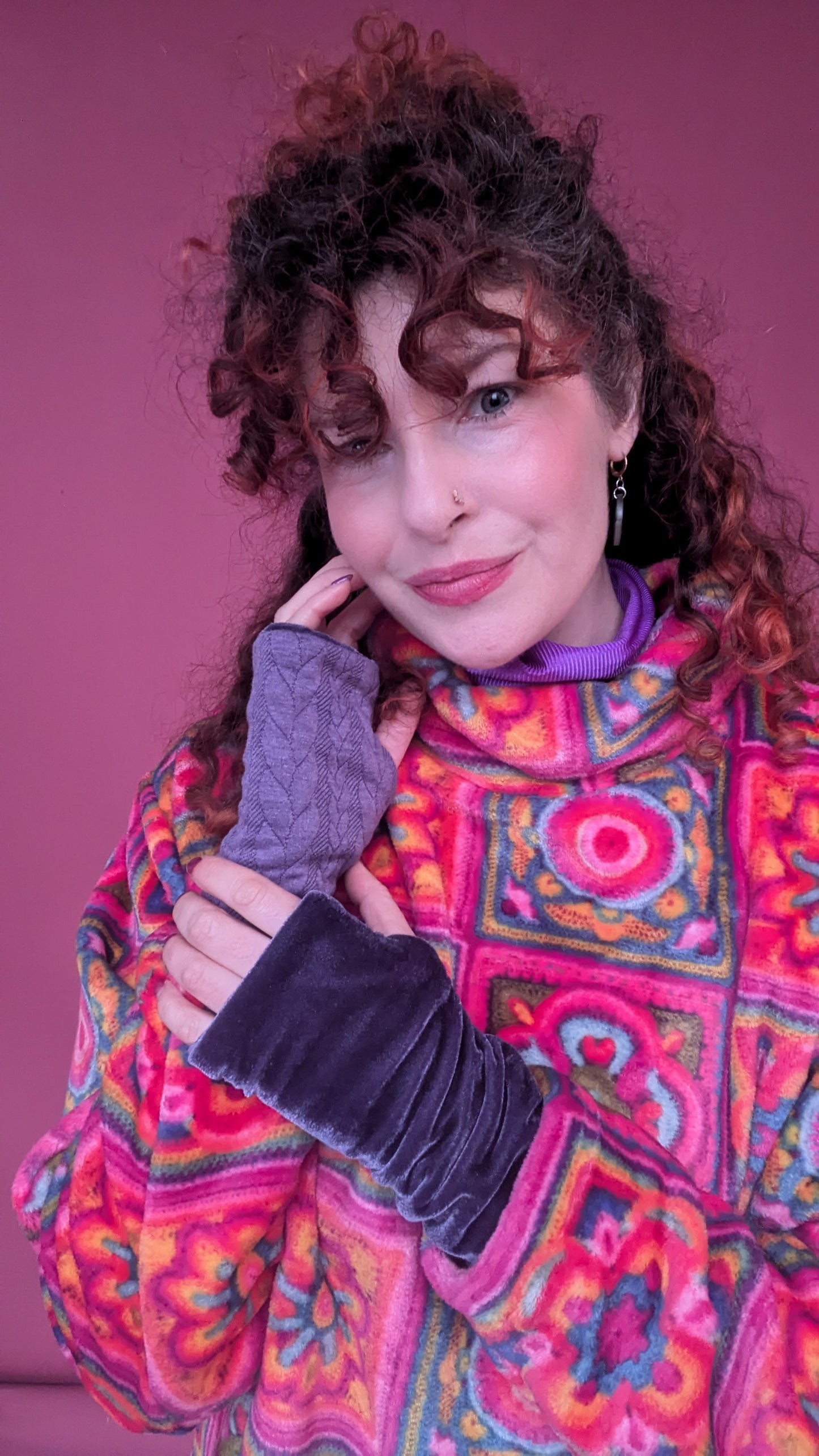 Reversible Hand Warmers in Lilac Lavender Grey