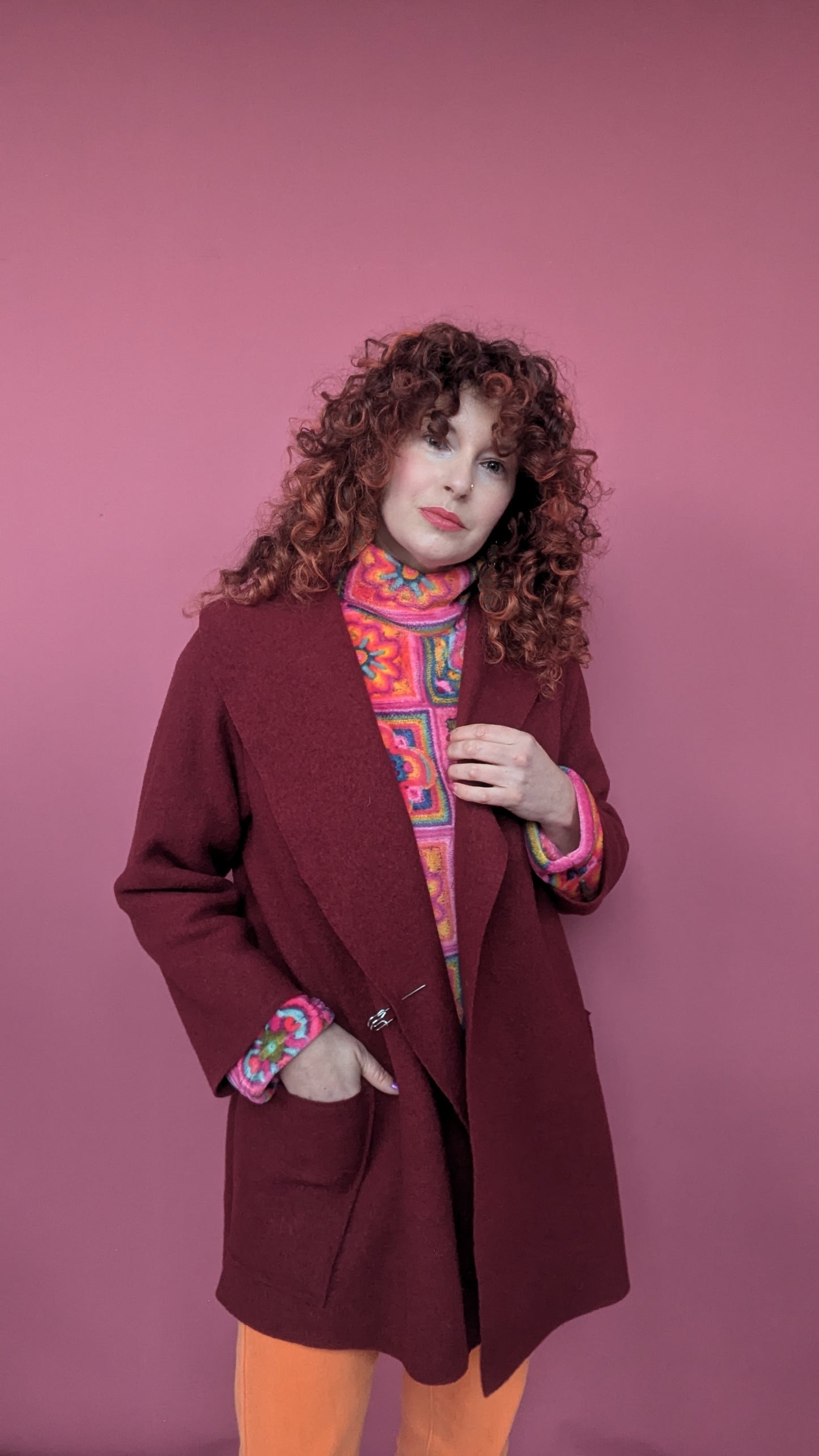 Embellished Short Wool Coat in Teal