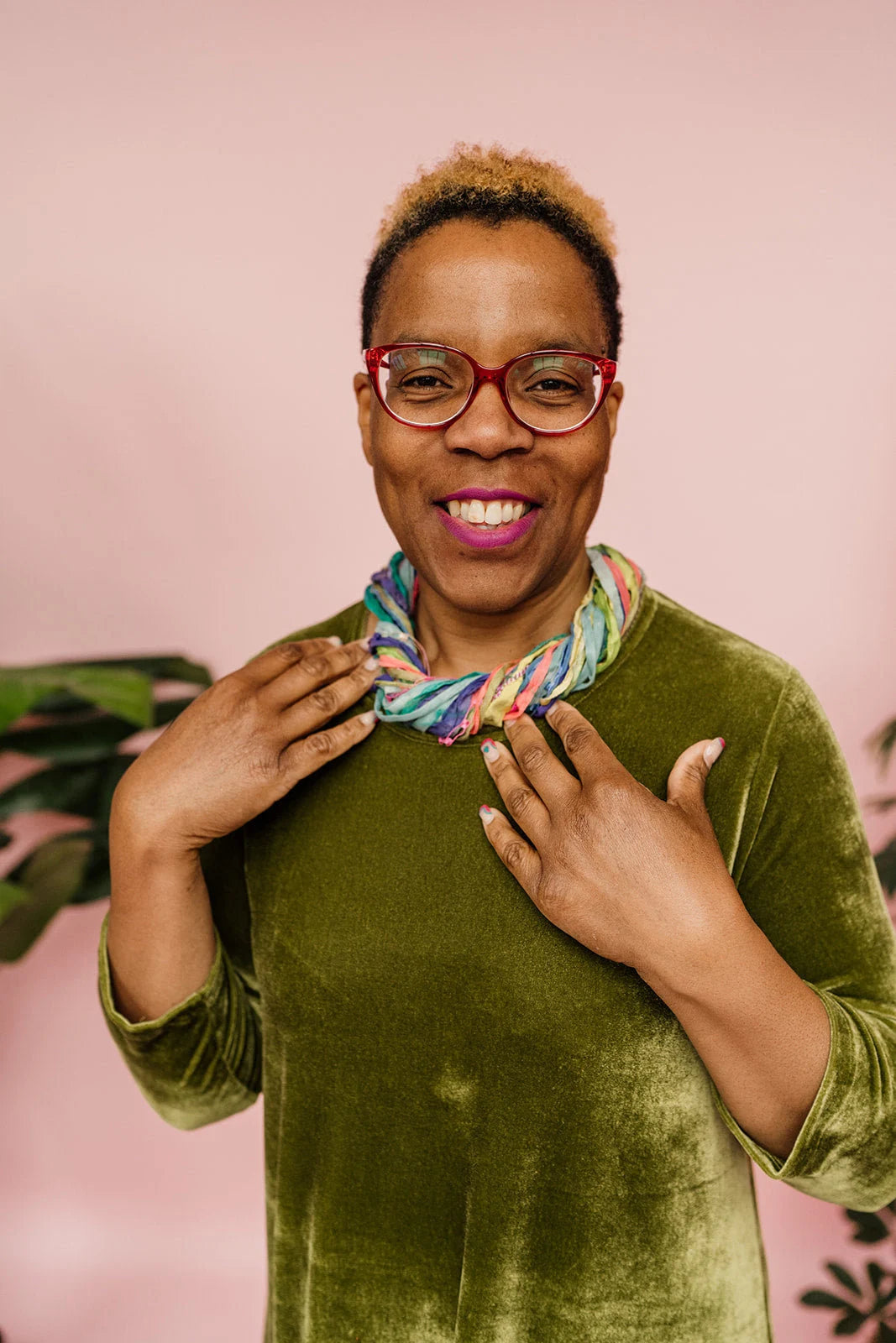 Silk Yarn Necklace in Citrus Multi