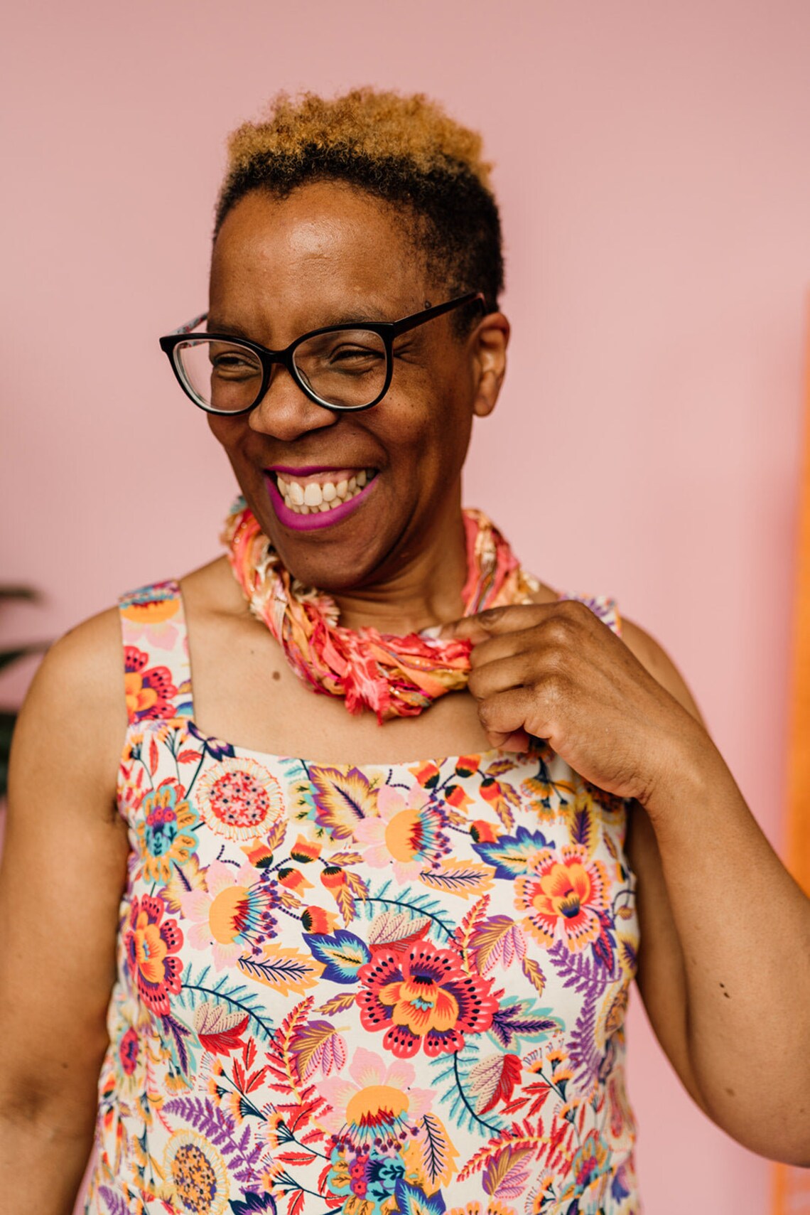Silk Yarn Necklace in Orange Flame