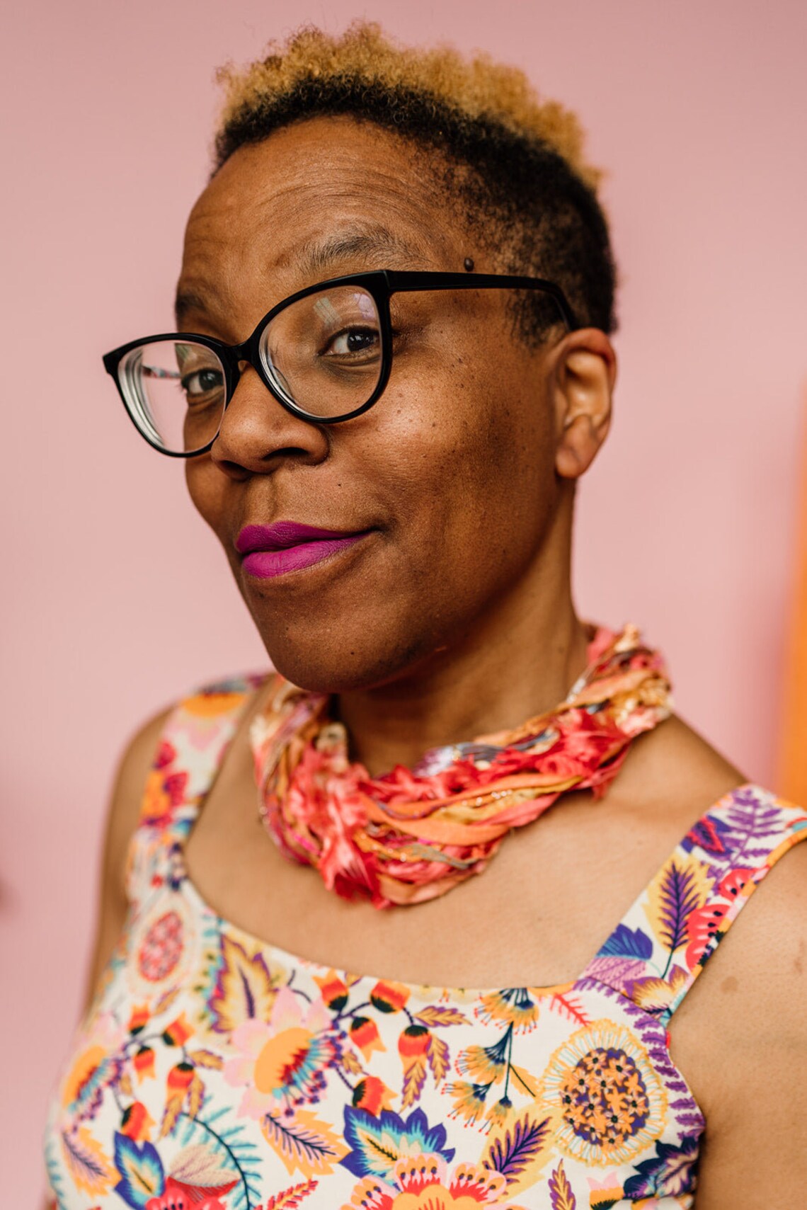 Silk Yarn Necklace in Orange Flame - Megan Crook