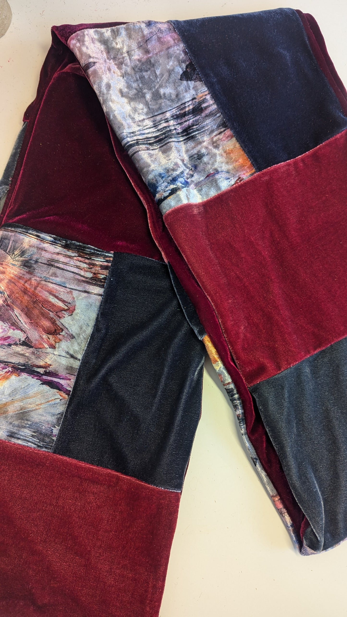 Patchwork Velvet Scarf in Pink/Purple +2 Colourways