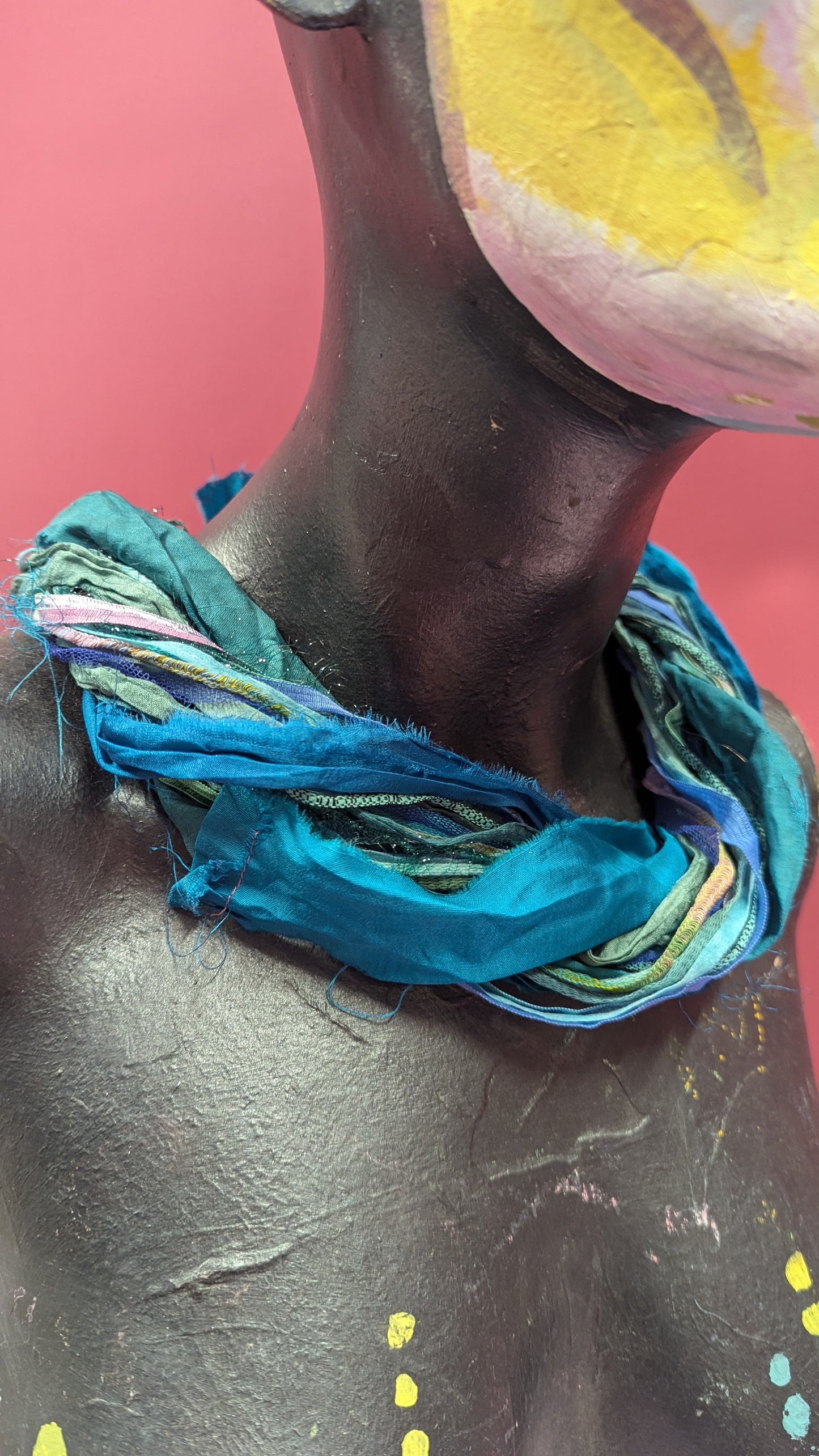 Silk Yarn Necklace in Turquoise