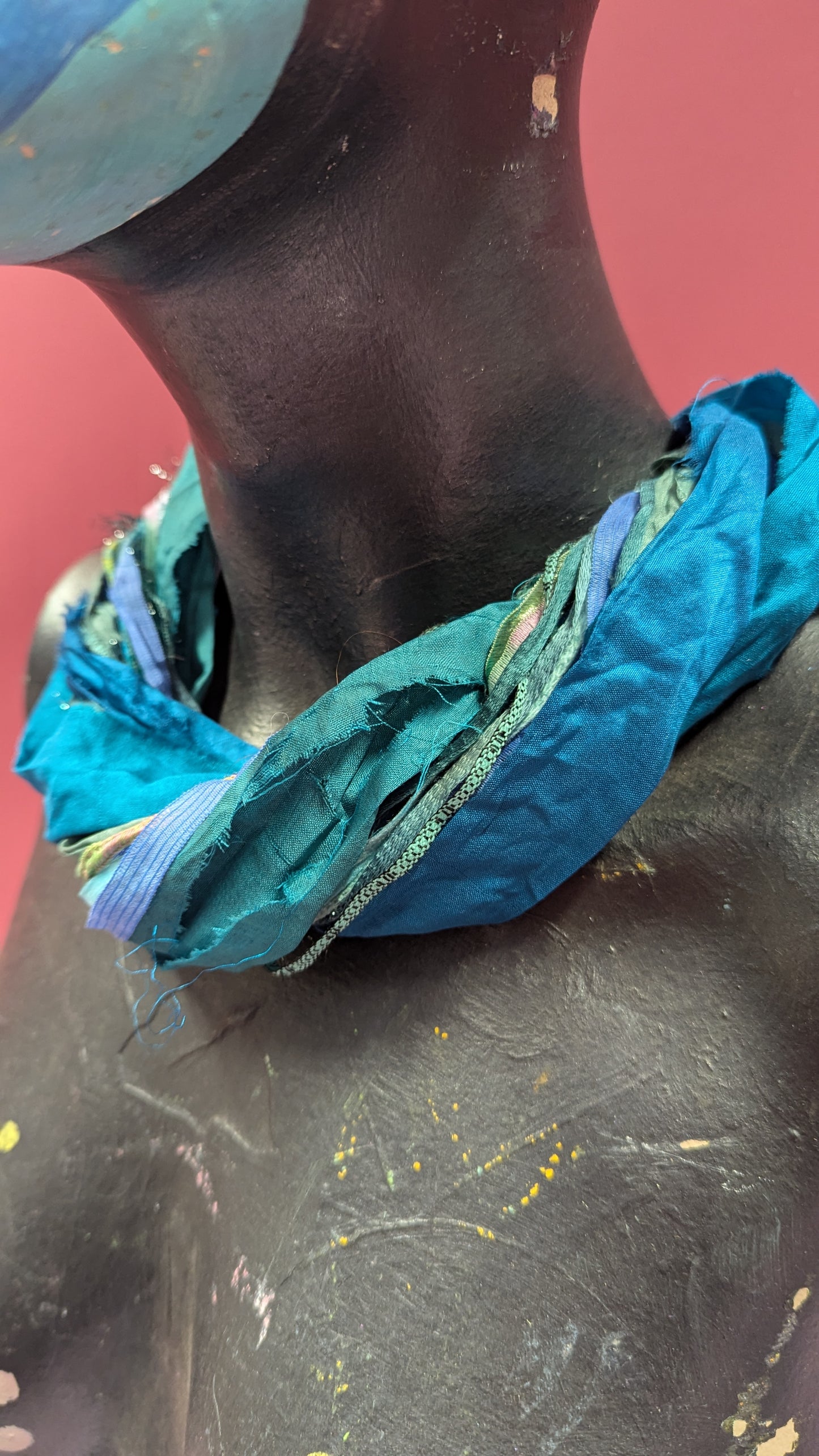 Silk Yarn Necklace in Turquoise