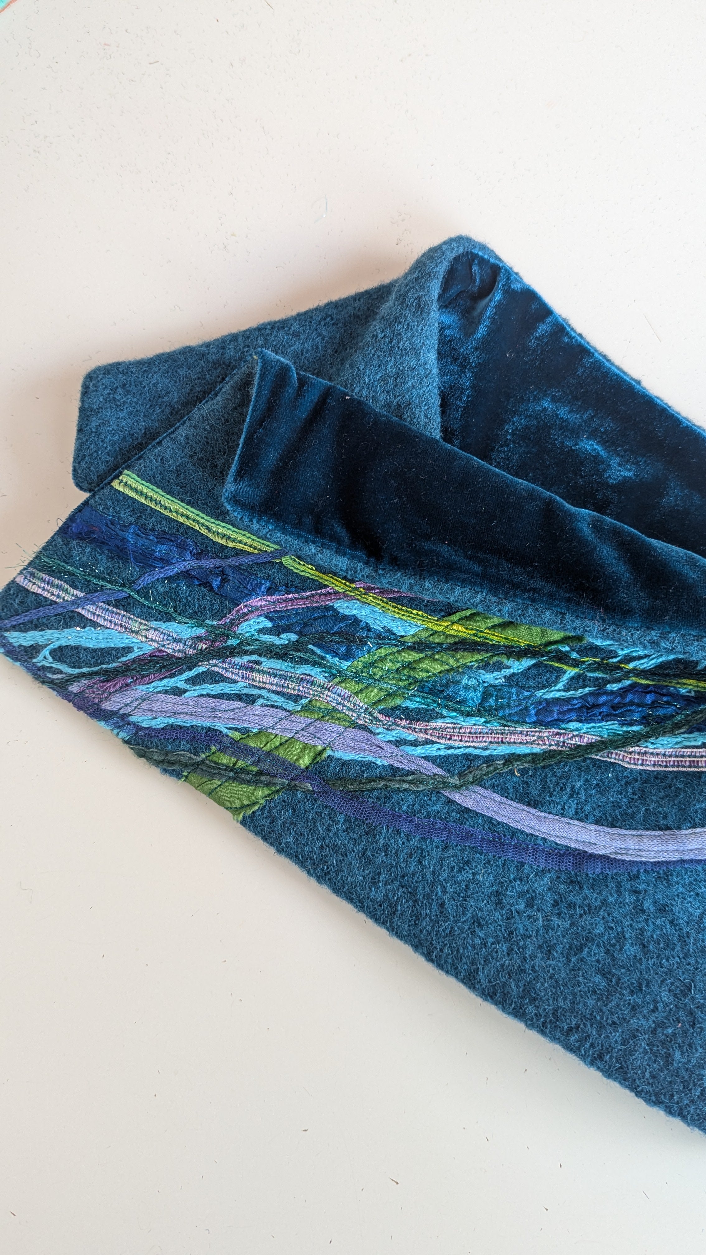 Embellished Wool & Velvet Neck Wrap in Diesel - Megan Crook