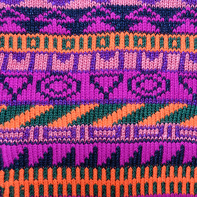 Fair Isle Pencil Skirt in Pink, Orange, and Purple Geometric Pattern - Skirt - Megan Crook