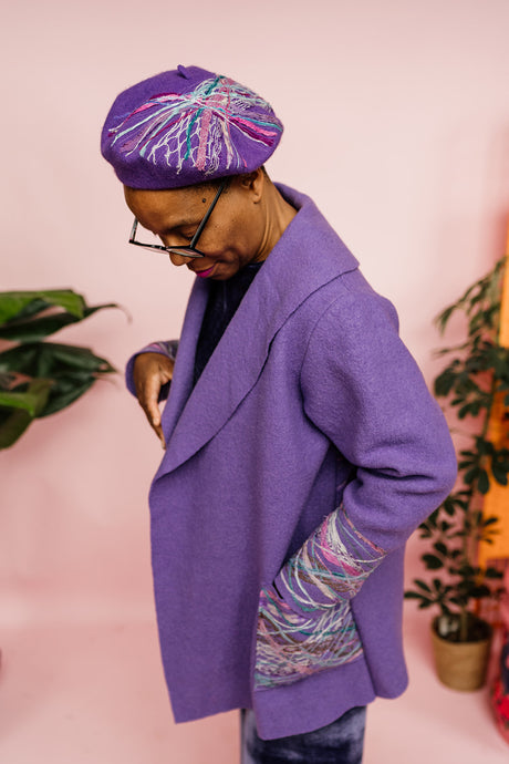 Embellished Beret in Purple