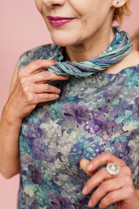 Silk Yarn Necklace in Aqua & Denim