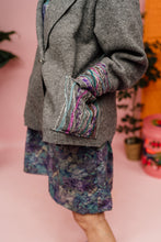Load image into Gallery viewer, Embellished Cropped Wool Coat in Light Grey