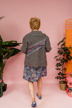 Load image into Gallery viewer, Embellished Cropped Wool Coat in Light Grey