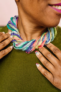 Silk Yarn Necklace in Citrus Multi