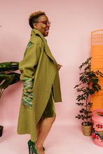 Load image into Gallery viewer, Embellished Long Wool Coat in Olive Green