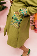 Load image into Gallery viewer, Embellished Long Wool Coat in Olive Green