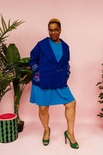 Load image into Gallery viewer, Embellished Cropped Wool Coat in Royal Blue