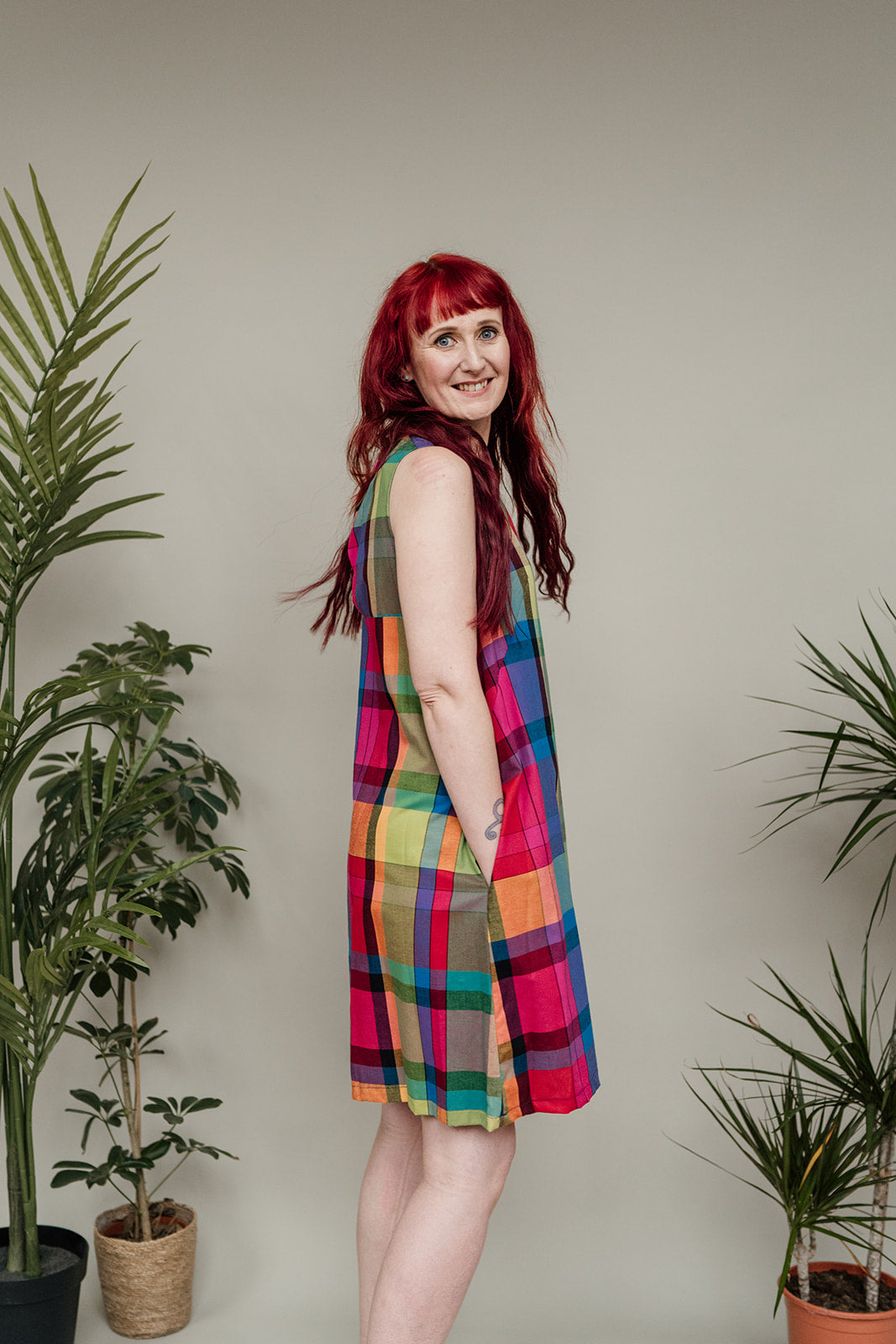 Summer Dress in Rainbow Tartan – Megan Crook Textiles
