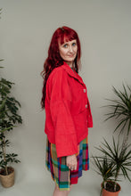 Load image into Gallery viewer, Corduroy Cropped Chore Jacket in Red