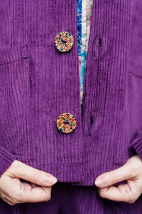 Corduroy Cropped Chore Jacket in Purple