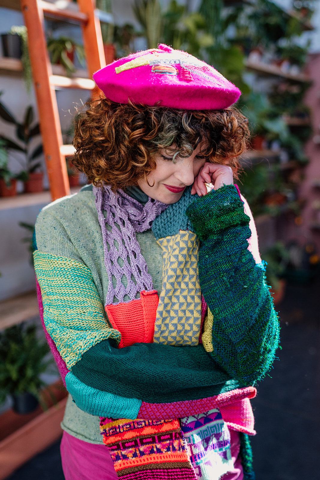 Zero Waste Beret in Hot Pink