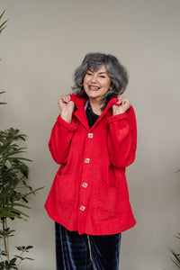 Corduroy Long Chore Jacket in Red