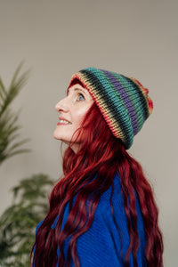 Striped Beanie Hat in Multi