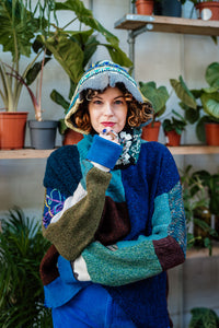 1 of 1 Patchwork Hood - Aqua