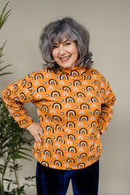 Load image into Gallery viewer, Funnel Neck Jumper in Orange Rainbow