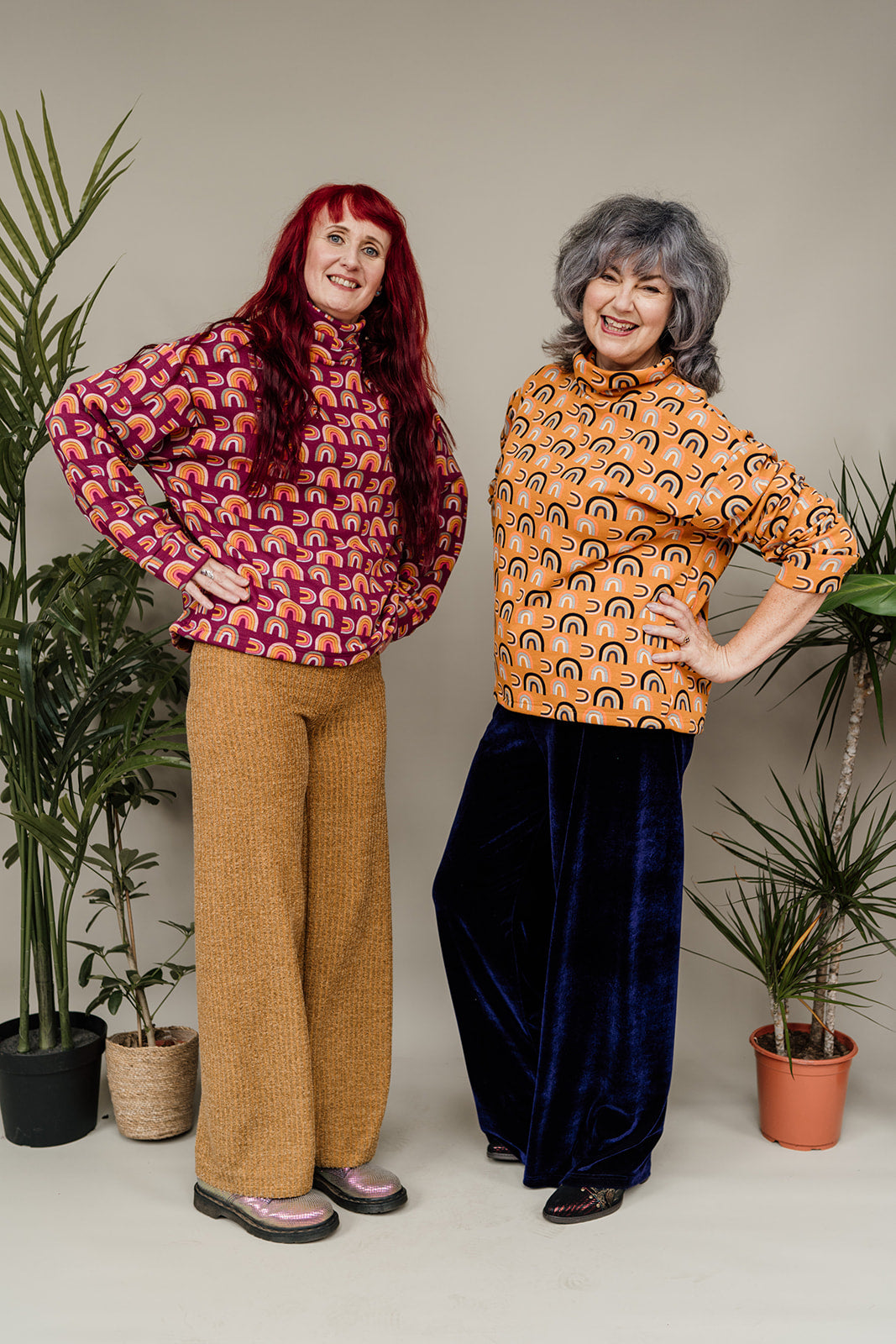 SALE Funnel Neck Jumper in Berry Rainbow XL - Megan Crook