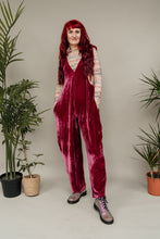 Load image into Gallery viewer, Velvet Dungaree Jumpsuit in Dusty Rose