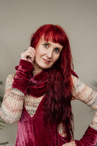 Velvet Cowl and Wrist Warmers Set in Dusty Rose - Megan Crook
