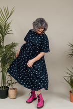 Load image into Gallery viewer, Corduroy Smock Dress in Navy Rainbow