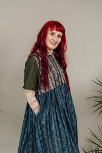 Midi Smock Dress in Multi Knit Print