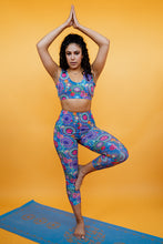 Load image into Gallery viewer, Leggings in Blue Floral Crochet Print