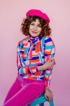 Long Sleeved Turtleneck in Sorbet Block - Megan Crook