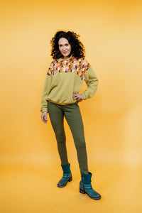 Retro Pullover in Mustard Abstract Paint
