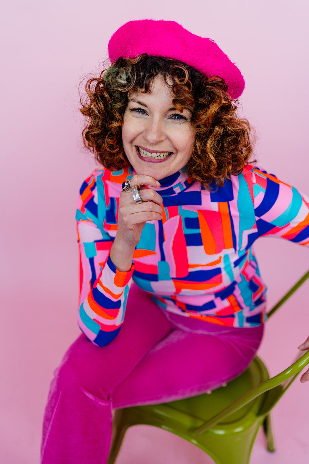 Long Sleeved Turtleneck in Sorbet Block - Megan Crook