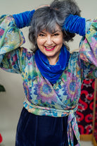 Velvet Cowl and Wrist Warmers Set in Cornflower Blue - Megan Crook