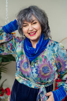 Velvet Cowl and Wrist Warmers Set in Cornflower Blue - Megan Crook