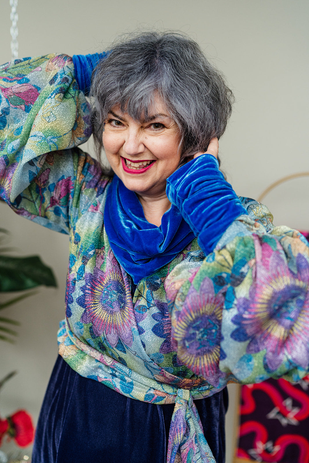 Velvet Cowl in Cornflower Blue