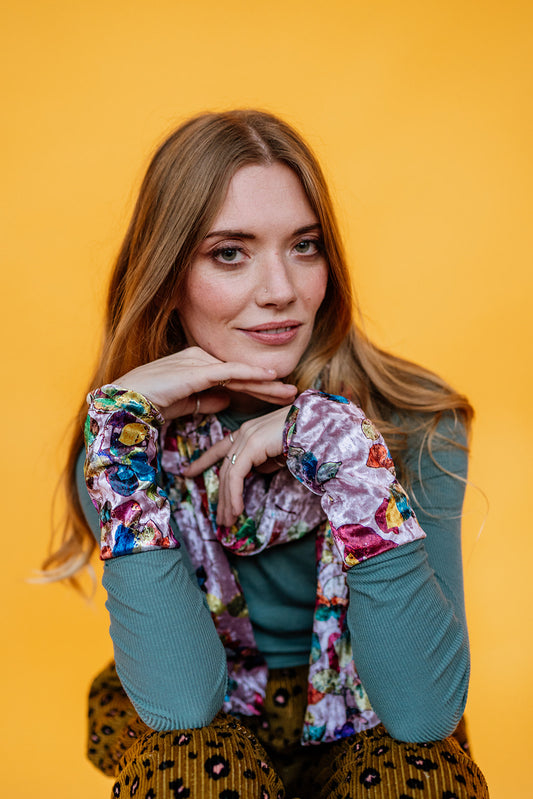 Reversible Wrist Warmers in Multi Floral