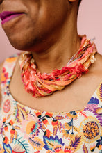 Load image into Gallery viewer, Silk Yarn Necklace in Orange Flame