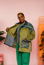 Load image into Gallery viewer, Embellished Denim Chore Jacket in Olive Corduroy