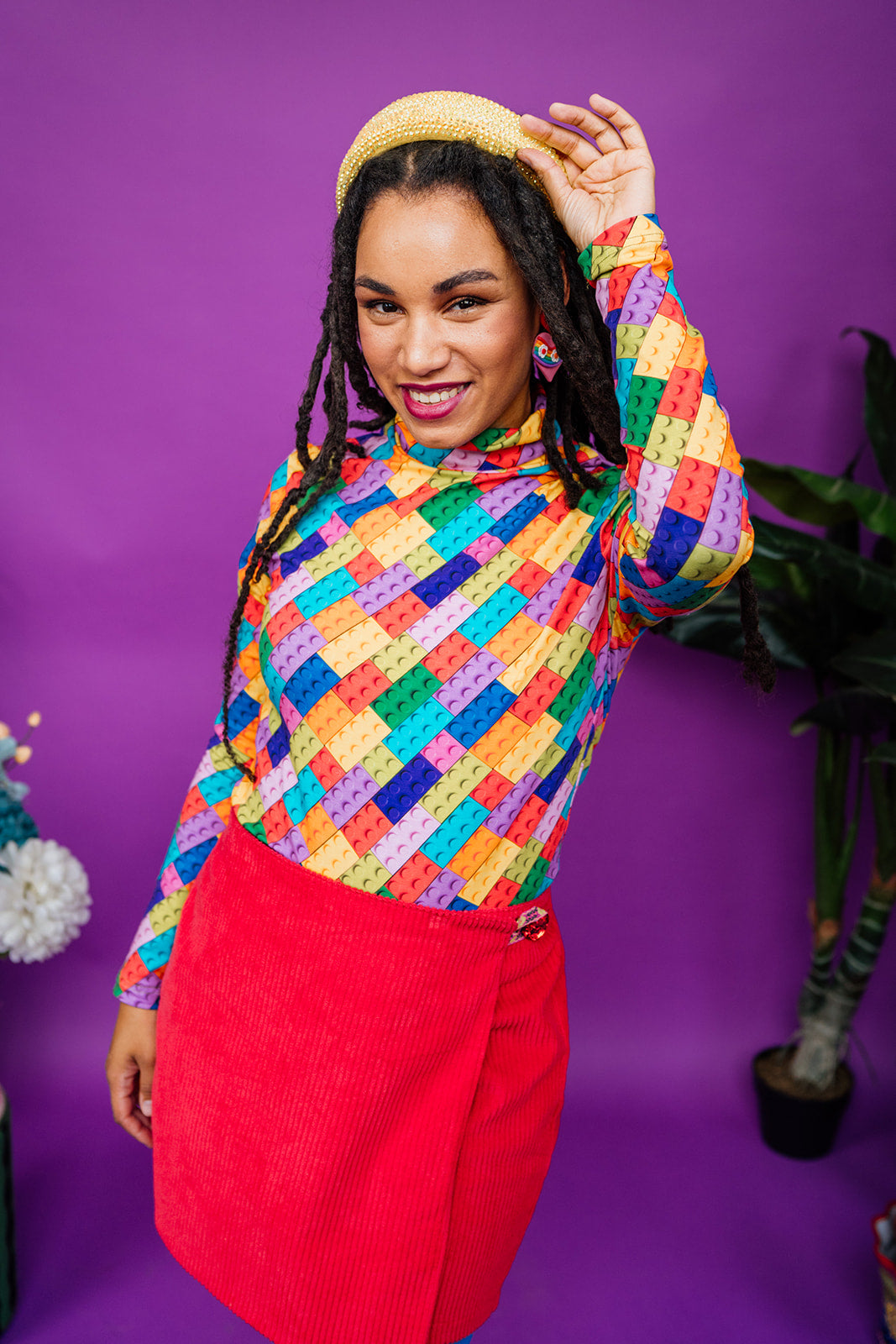 Long Sleeved Turtleneck in Rainbow Lego