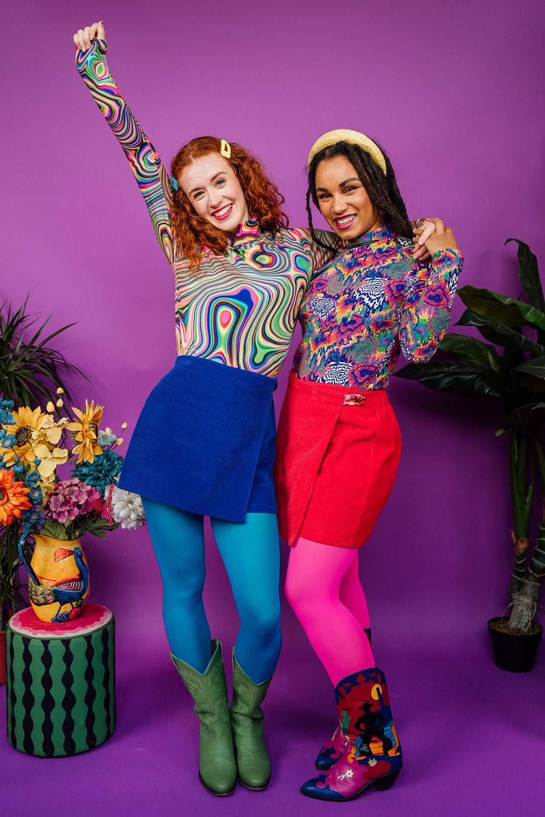 Long Sleeved Turtleneck in Rainbow Drip - Megan Crook