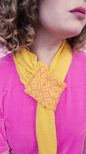 Cotton Knit Pull Through Scarf in Yellow