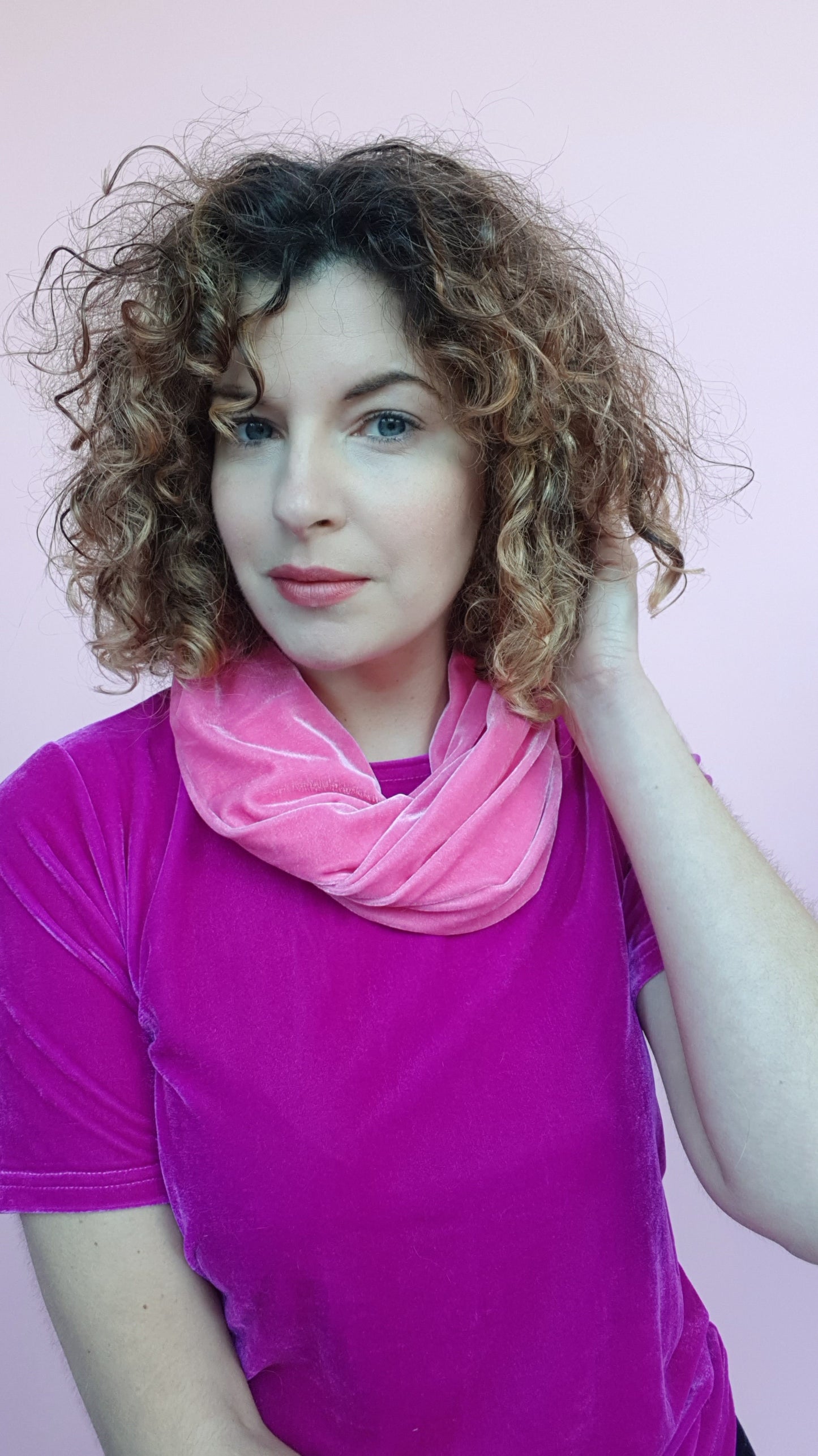 Velvet Cowl in Bubblegum Pink